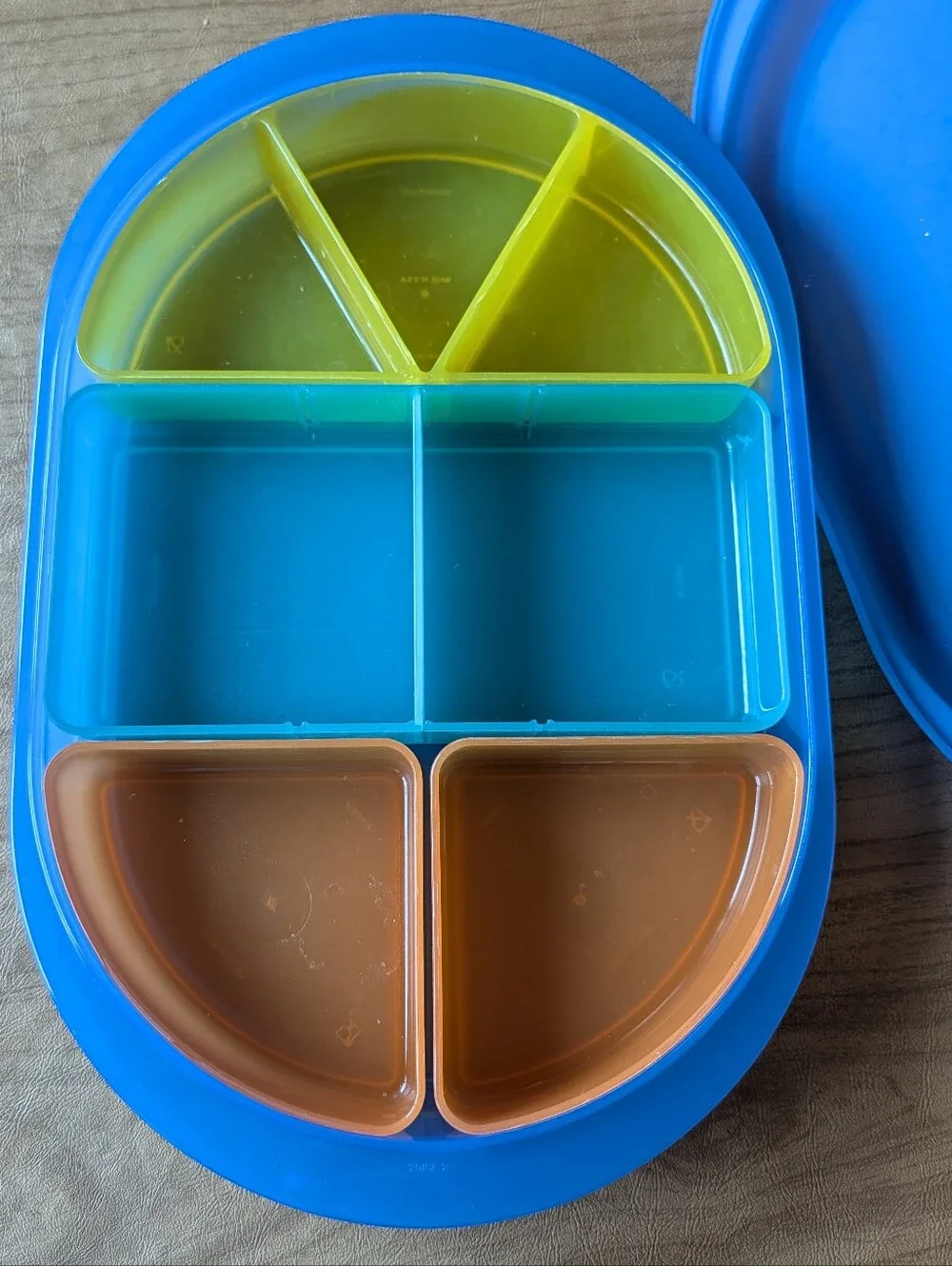 Tupperware Blue Multi-Compartment Plastic Snack & Storage Tray